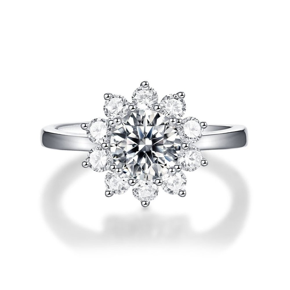Certified 1ct. t.w. Moissanite Diamond Sunflower Ring NEW - Picture 7 of 13
